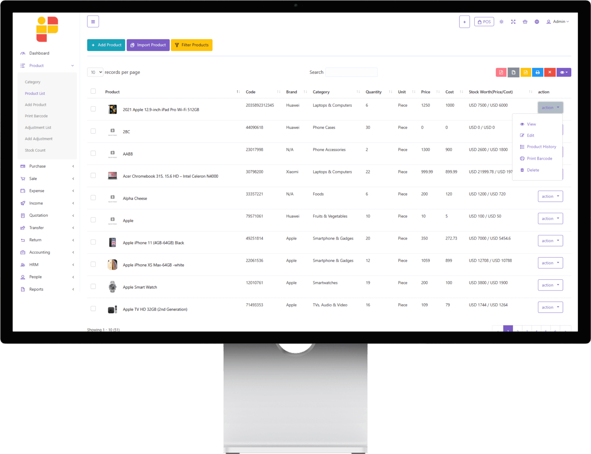 POS Interface Visualization